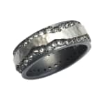 Silver and Platinum Ring with Diamonds by Slate Gray Gallery studio jeweler Todd Pownell