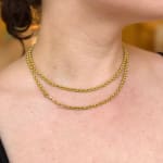 22k yellow gold round link chain with diamond on the hook by Fringe Gallery studio jeweler Nanci Modica