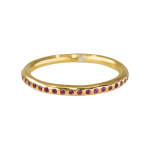 20k yellow gold eternity ring band with 45 pink sapphires by Fringe Gallery studio jeweler Nanci Modica