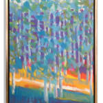 "White Water, Rising Wolf", an abstract forest landscape oil painting by Slate Gray Gallery Artist Marshall Noice