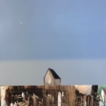An oil painting of a house on an abstract landscape by slate gray gallery artist Marketa Sivek