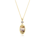Earth Oval Agate & Sapphire Necklace by Studio jeweler Dana Bronfman