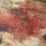 Simple earthy reds and whites oil and wax painting by slate gray gallery artist Rebecca Crowell