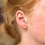22k yellow gold ties earrings by Fringe Gallery studio jeweler Petra Class