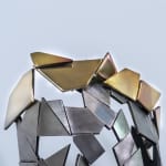 Stainless steel sculpture of a person with a bow and arrow by slate gray gallery artist David Davis
