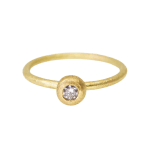 22k and 18k yellow gold ring with bubble set white diamond by Fringe Gallery studio jeweler Petra Class