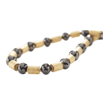 Black Diamond and Yellow Gold Barrel Bead Space Necklace by Slate Gray Gallery studio jeweler Barbara Heinrich