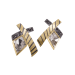 Stripe Cross Earrings by Fringe Gallery studio jeweler Elizabeth Garvin