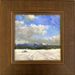 winter oil painting in a frame by Telluride artist Julee Hutchison