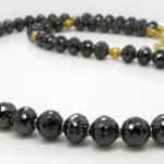 Round black diamond bead necklace by Slate Gray Gallery studio jeweler Barbara Heinrich