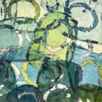 "Floating to the Surface", a cool tone mixed media encaustic painting by Slate Gray Gallery artist Judith Kohin
