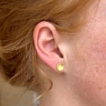 18k yellow gold bowl stud earrings by Fringe Gallery studio jeweler Petra Class