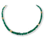 Emerald Glacier Bead Necklace by Slate gray Gallery studio jeweler Barbara Heinrich