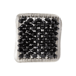 Sterling silver ring with faceted black spinel beads by Fringe Gallery studio jeweler Tana Acton