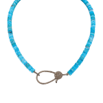 Turquoise necklace with diamond pavé lobster clasp by Fringe Gallery jeweler Loree Rodkin