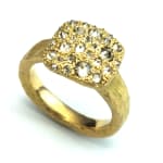 Gold Square Top Ring with Diamonds by Slate Gray Gallery studio jeweler Todd Pownell