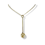Long Golden South Sea Pearl Charm by Slate Gray Gallery studio jeweler Lauren Chisholm
