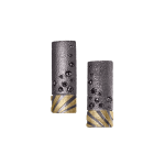 Silver Cylinder Earrings with Black Diamonds by Fringe Gallery studio jeweler Elizabeth Garvin