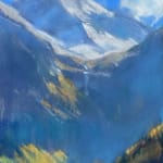 Pastel painting a mountain with a waterfall by slate gray gallery artist Bruce A. Gomez