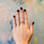 Yellow gold wave ring with diamonds by Fringe Gallery studio jeweler Barbara Heinrich
