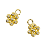 22k yellow gold flower drops with diamonds for hoop earrings by Fringe Gallery studio jeweler Nanci Modica