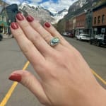 Wide Band SS Shank w/ Labradorite Faceted Stone Set in Fine Silver Bezel by Fringe Gallery studio jeweler Marki Knopp