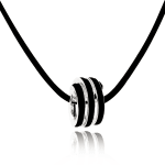 silver and leather triple wrap knot pendant necklace by studio jeweler Timo Krapf