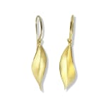 Gold Single Leaf Earrings by Slate Gray Gallery studio jeweler Timo Krapf