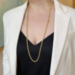 22k yellow gold round link chain with diamond on the hook by Fringe Gallery studio jeweler Nanci Modica