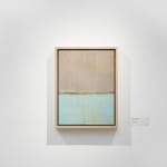 Blue and tan encaustic on panel painting by Fringe Gallery artist Amy Van WInkle