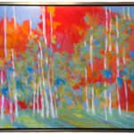 "Last to Turn Red", an abstract forest landscape oil painting by Slate Gray Gallery Artist Marshall Noice