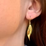 Polished Gold Single Leaf Earrings by Fringe Gallery studio jeweler Timo Krapf