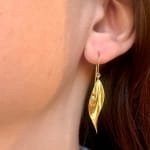Polished Gold Single Leaf Earrings by Skate Gray Gallery studio jeweler Timo Krapf