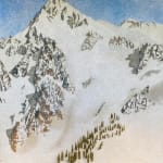 Acrylic Paint and Rice Paper on Canvas of Golden Horn Peak by Slate Gray Gallery Artist Kathryn Tatum