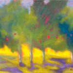 "Robbins Orchard 2", an abstract forest landscape oil painting by Slate Gray Gallery Artist Marshall Noice
