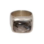 Wide Band SS Shank w/ Tourmalinated Quartz Stone Set in Fine Silver Bezel by Fringe Gallery studio jeweler Marki Knopp