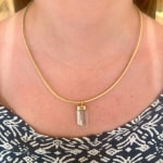 Aqua Crystal on Leather Cord Necklace by Fringe Gallery studio jeweler Marki Knopp
