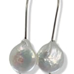 Coin Pearls Earrings by Slate Gray Gallery studio jeweler Marki Knopp