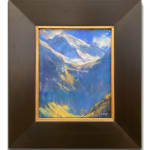 Pastel painting a mountain with a waterfall by slate gray gallery artist Bruce A. Gomez