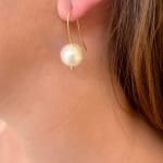 Large South Sea White Pearl Earrings by Fringe Gallery studio jeweler Marki Knopp