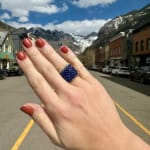 Gold Ring with Faceted Lapis by Slate Gray gallery studio jeweler Tana Acton