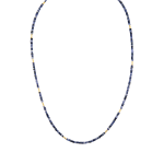 Sapphire bead necklace with 18k yellow gold tubing by Fringe Gallery studio jeweler Petra Class