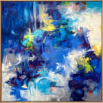 Abstract blue painting with color fields