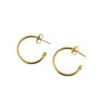 Yellow gold skinny hoops by Fringe Gallery studio jeweler Nanci Modica