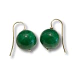 Green Ball Earrings by Slate Gray gallery studio jeweler Sandra Frias