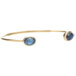 Gold Bracelet w/ Two Oval Cabochon Sapphires by Slate Gray Gallery studio jeweler Nayla Shami