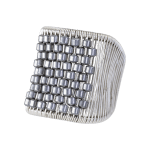 Silver ring with matte hematite beads by Fringe Gallery studio jeweler Tana Acton