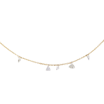 18k yellow gold necklace with five hanging diamonds by Fringe Gallery studio jeweler Todd Pownell