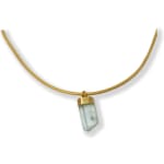 Aqua Crystal on Leather Cord Necklace by Slate gray Gallery studio jeweler Marki Knopp