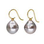 20k yellow gold earrings with South Sea pearls by Fringe Gallery studio jeweler Nanci Modica